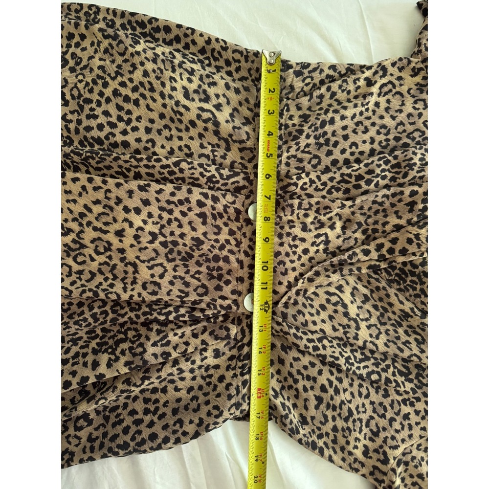 Vintage Robbie Bee 100% Silk Leopard Print Midi Dress Brown Tan Wrap Size 14 - Picture 6 of 7